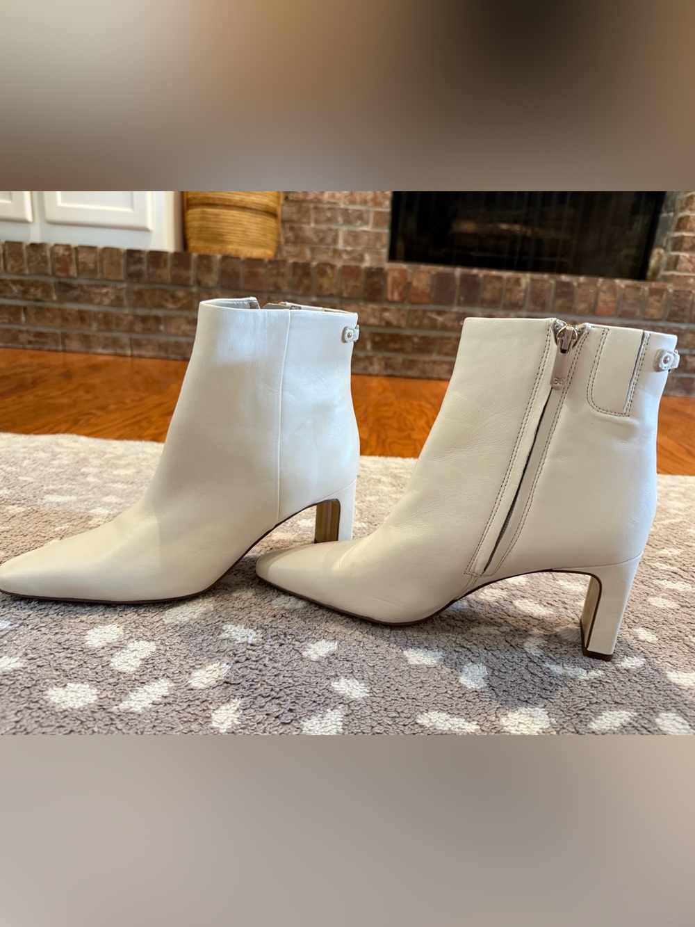 Sam Edelman Cream Pointed Toe Ankle Booties